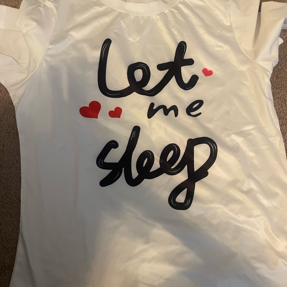SHEIN White Pajama Top with Black and Red Print